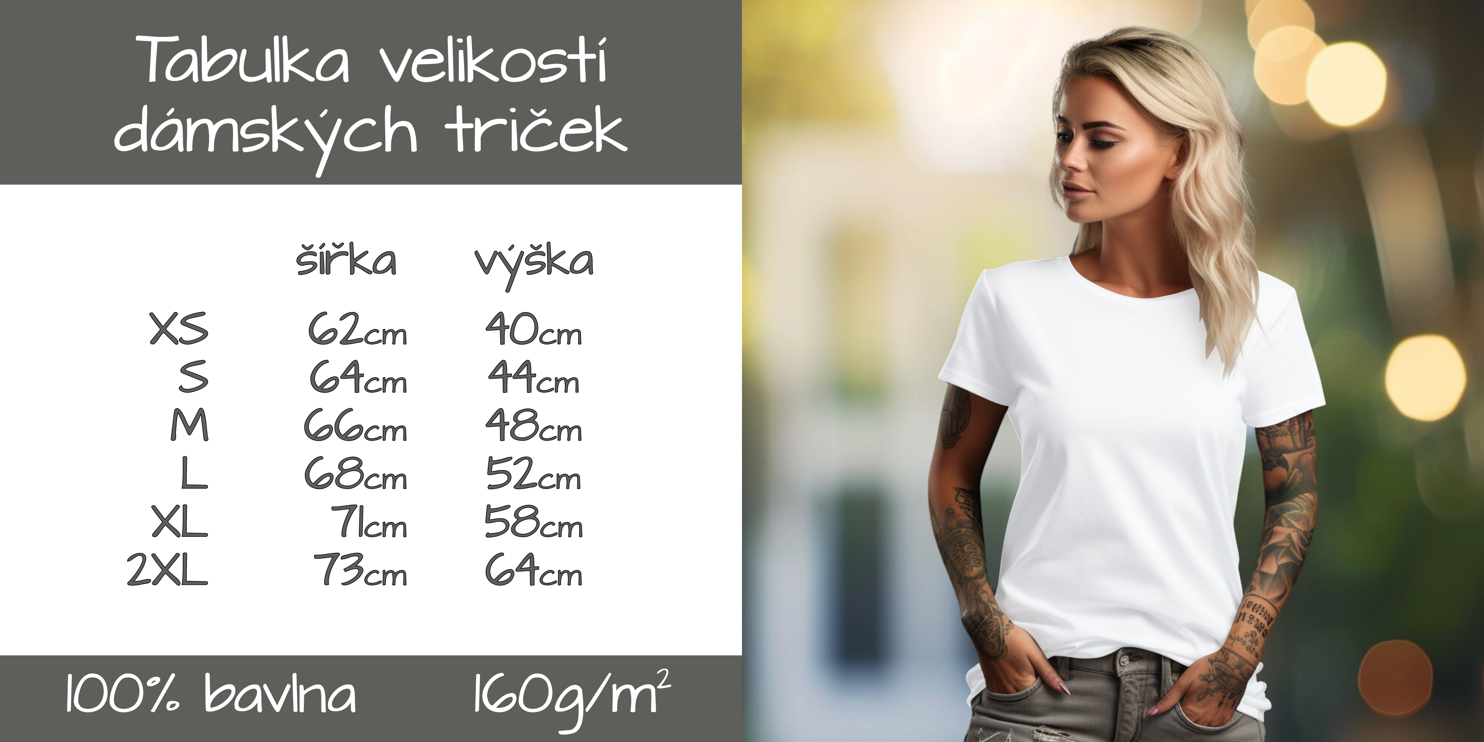 Tabulka velikostí dámské